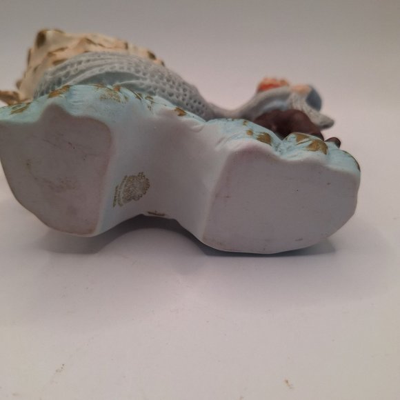 RARE VINTAGE GEROLD PORZELLAN BAVARIA CONCH SHELL IN NET PLANTER WITH BOY - Picture 8 of 10